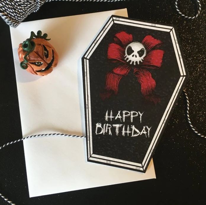 Happy Birthday skull & bowtie greeting card