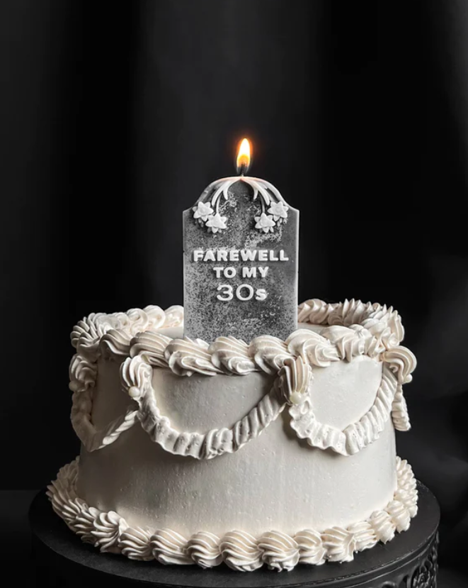 Farewell to my 30s Tombstone Candle