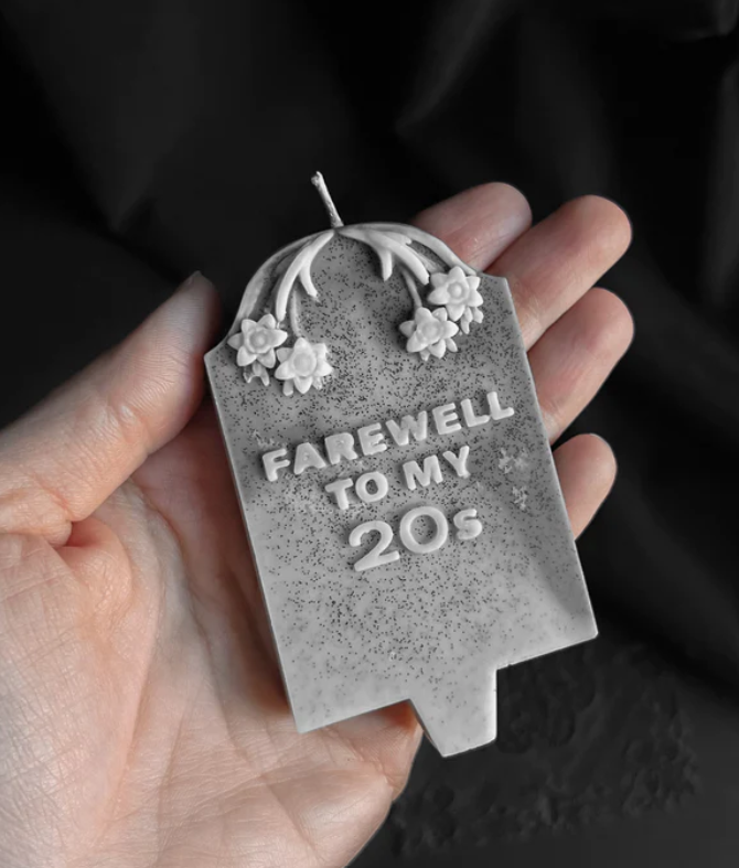Farewell to my 30s Tombstone Candle