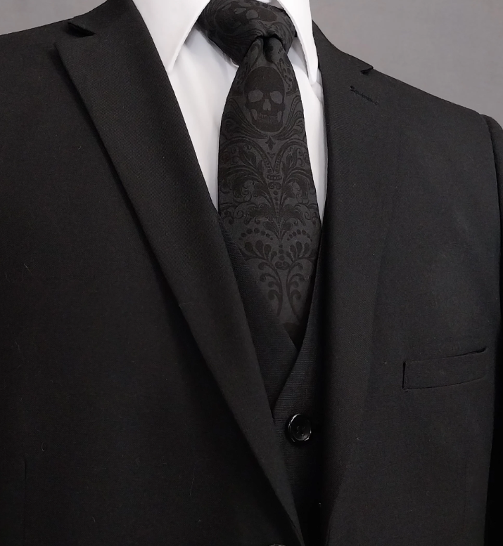 Black Skull on Gray Necktie