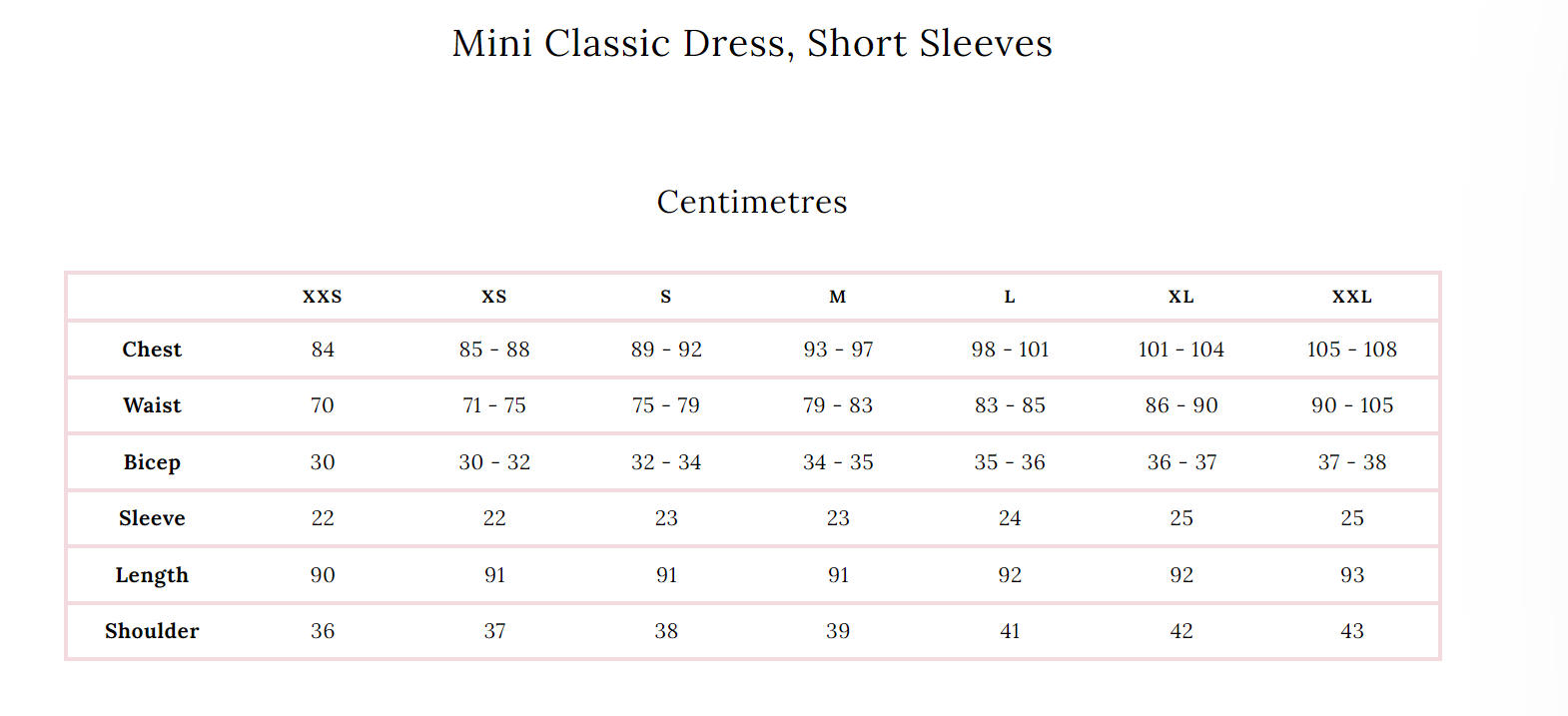 Classic Mini Dress Short Sleeve