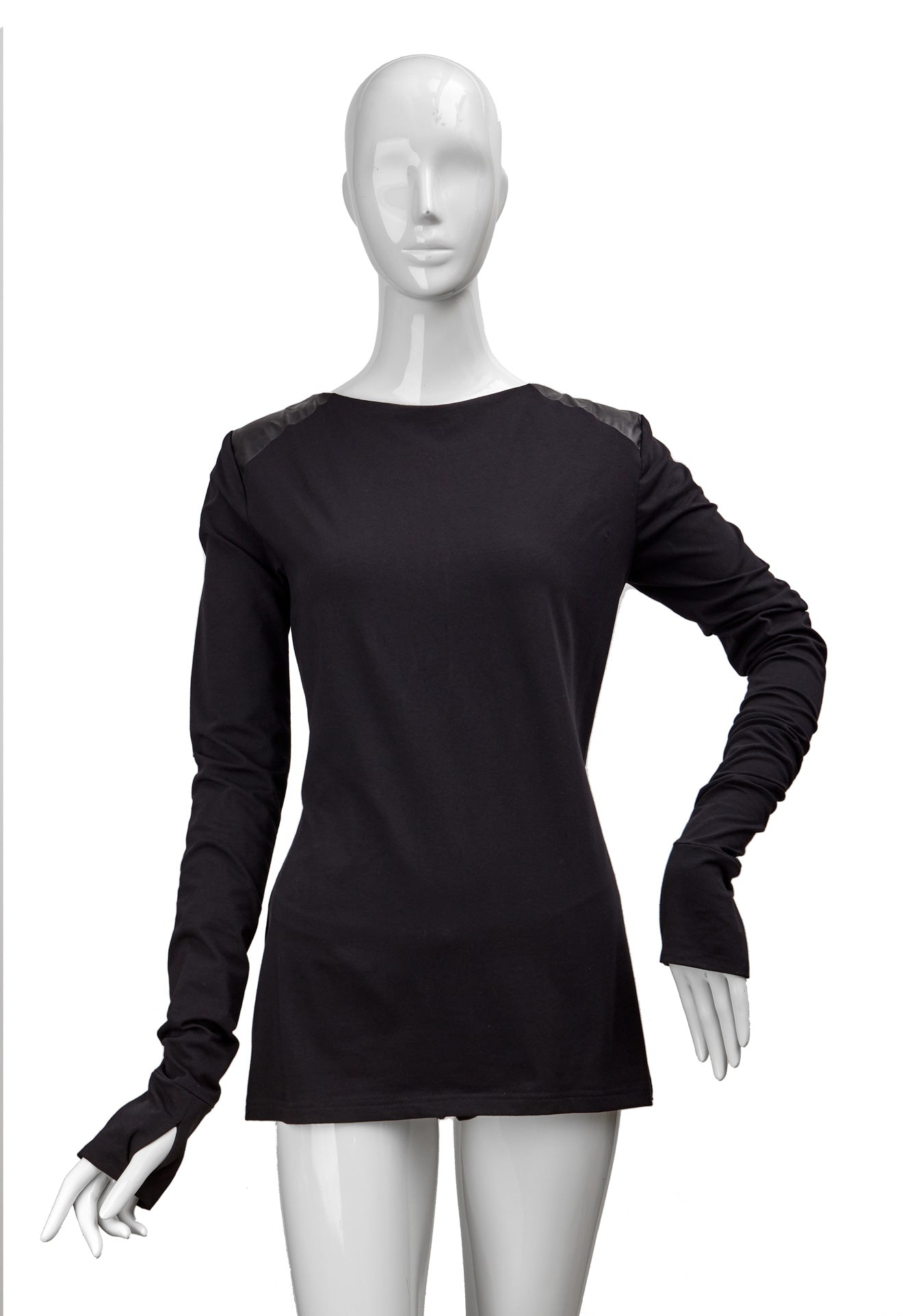 Black Sky - blouse with leather detail