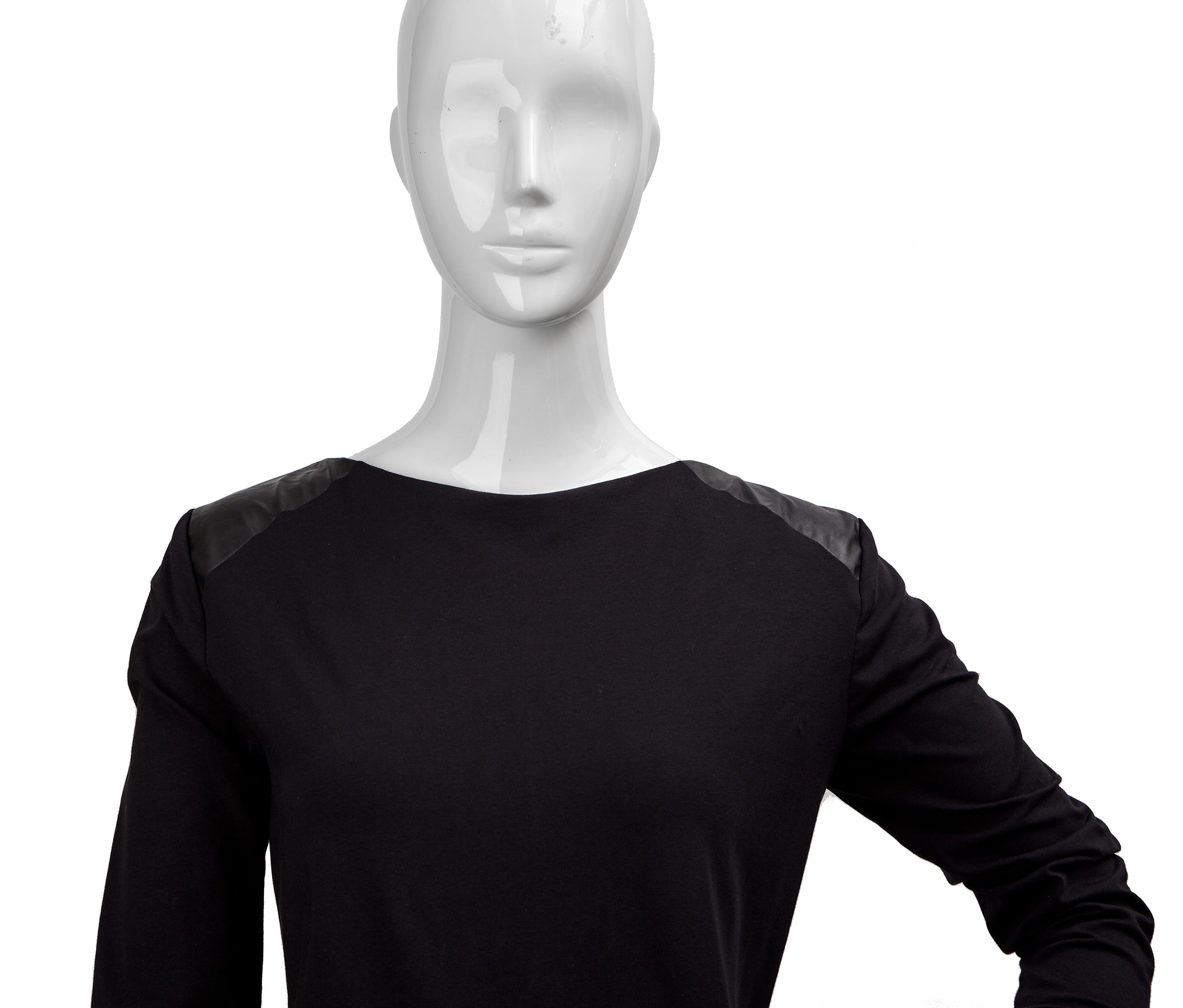 Black Sky - blouse with leather detail