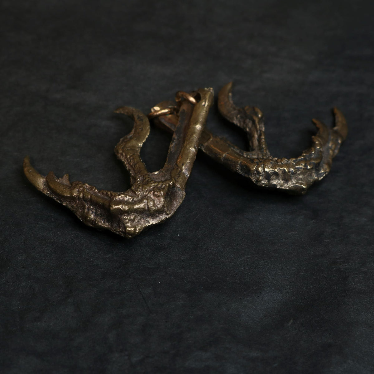 Hand molded bronze CROW CLAW pendant