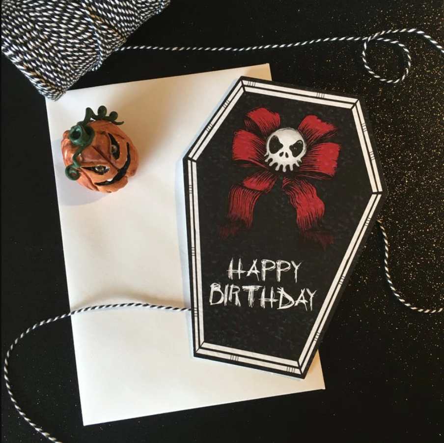 Happy Birthday Skull Bow greeting card
