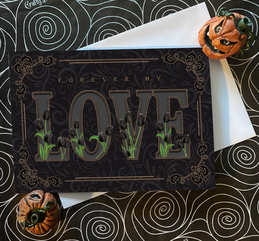 Forever my black tulips greeting card