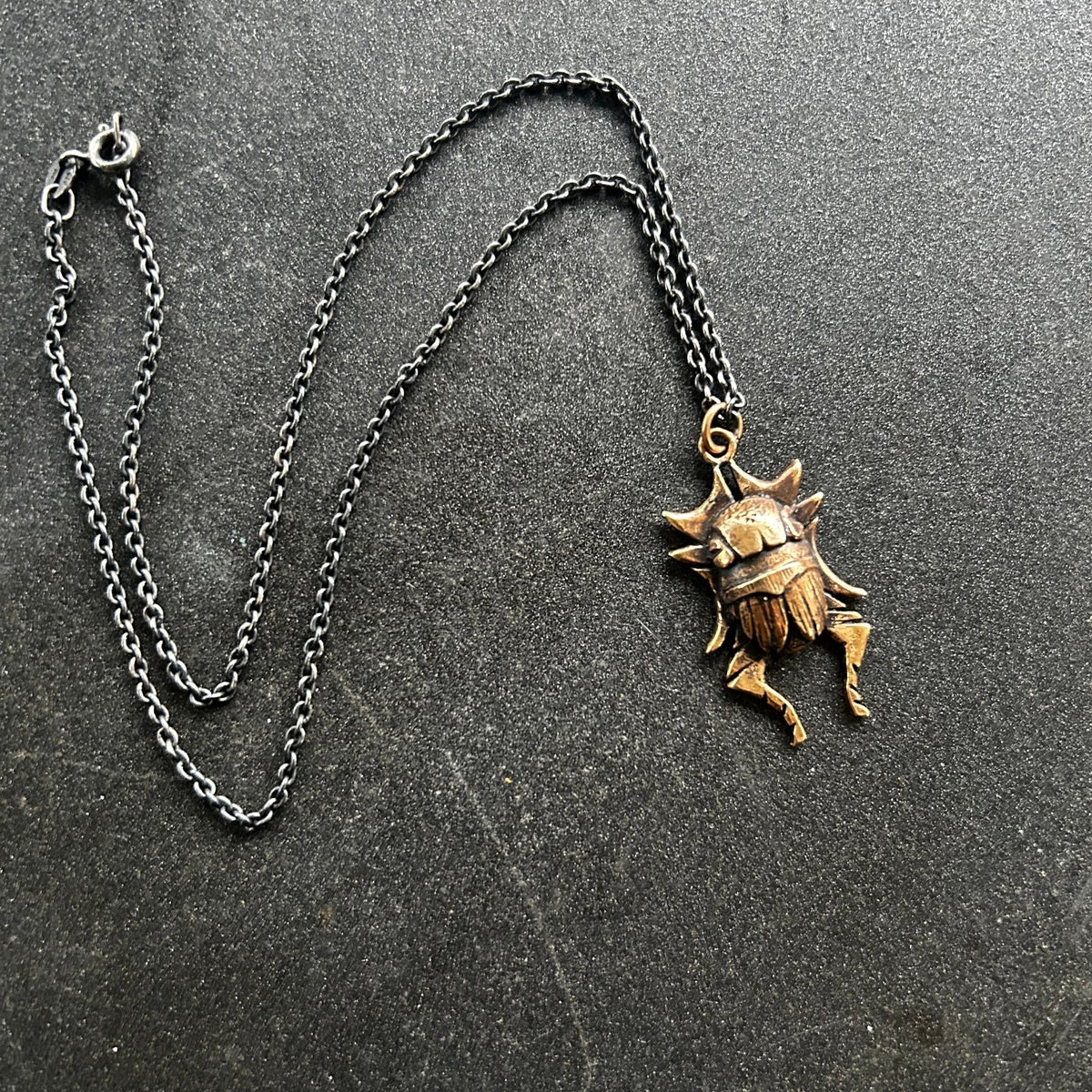 Bronze Beetle Necklace