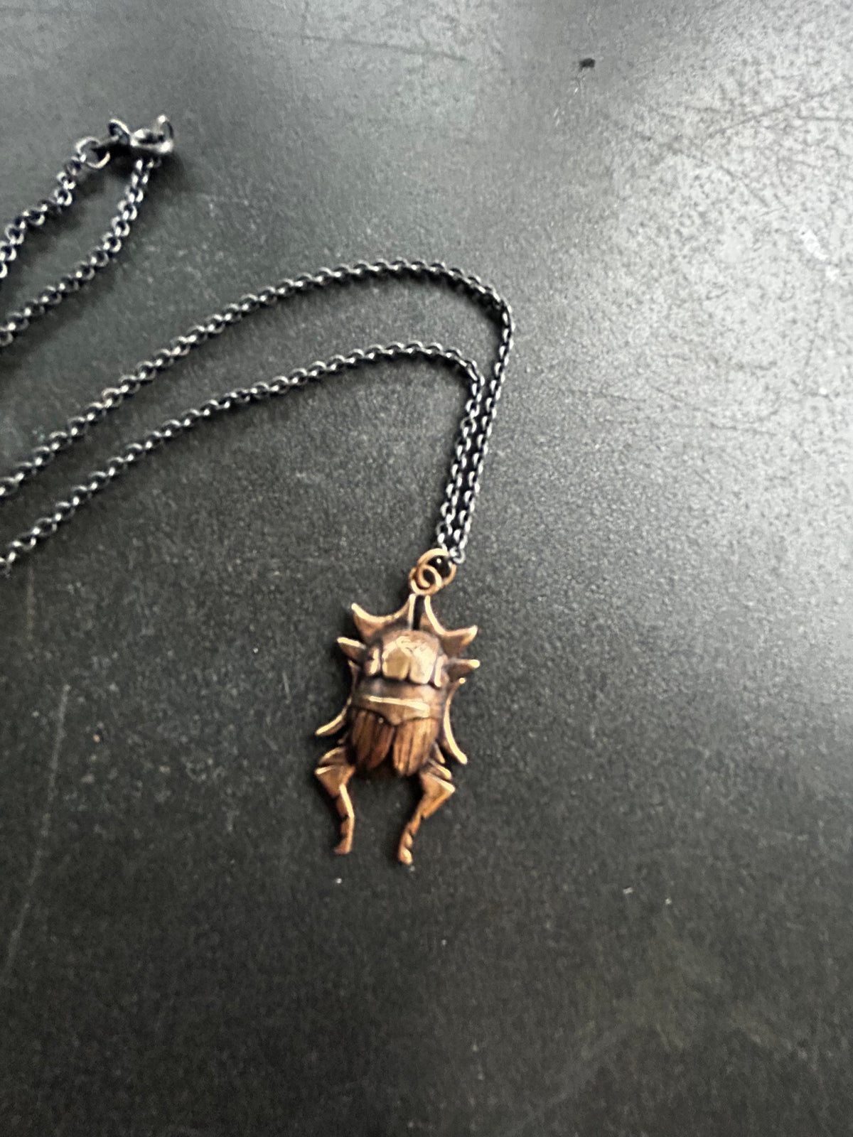 Bronze Beetle Necklace