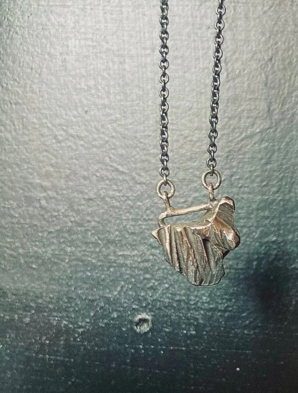 Oxidized Silver Rebar Chip Necklace