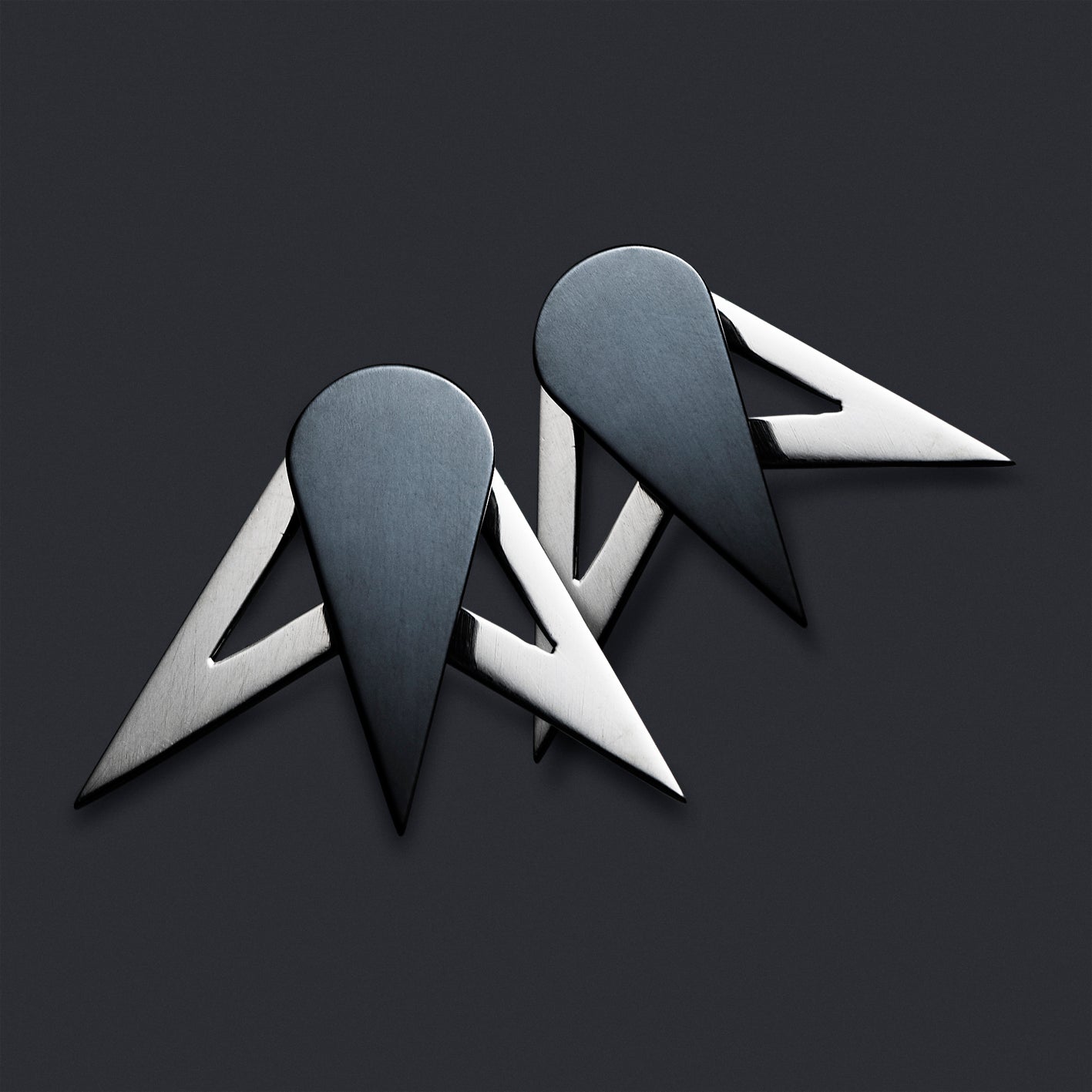 Silver Oxidized COMET earring