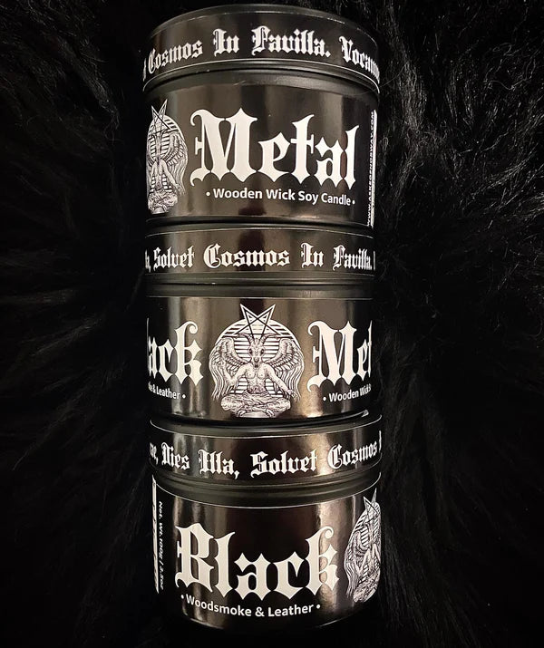 BLACK METAL Scented Wooden Wick Candle