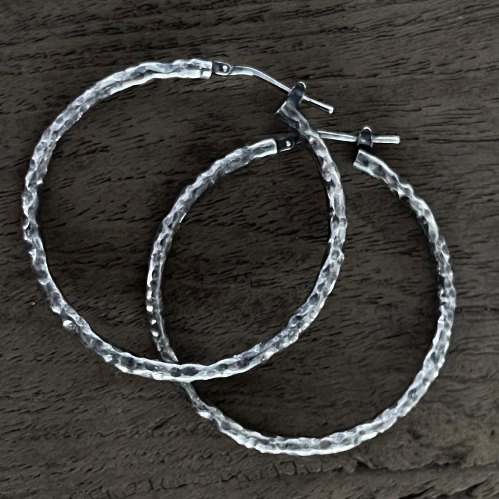 Warrior Silver Earhoops