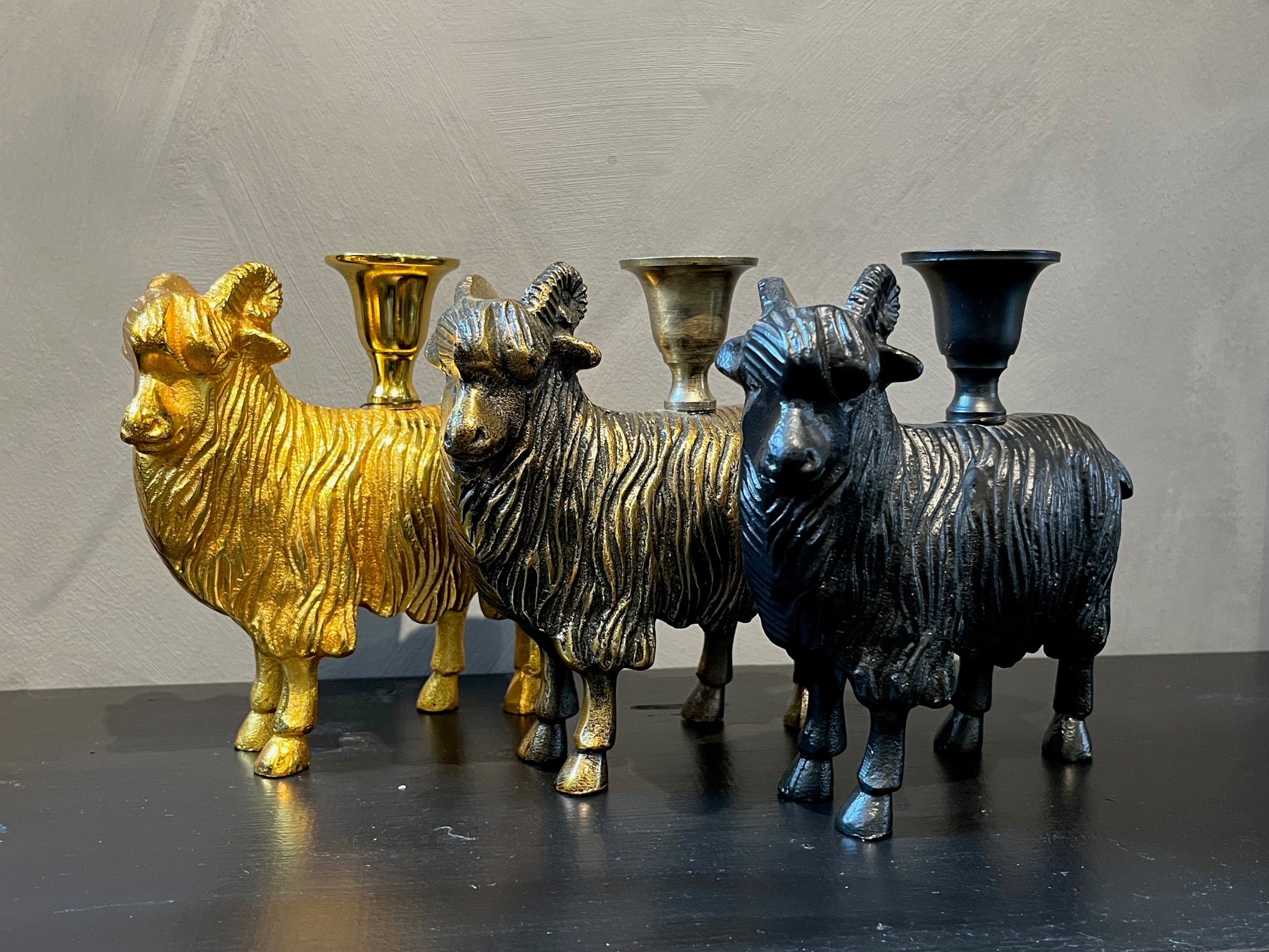 Black or Golden Ram Candleholder