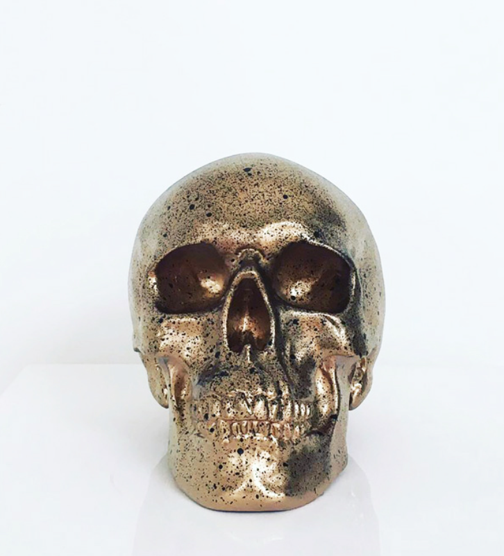 Golden Skull with Black Splatter