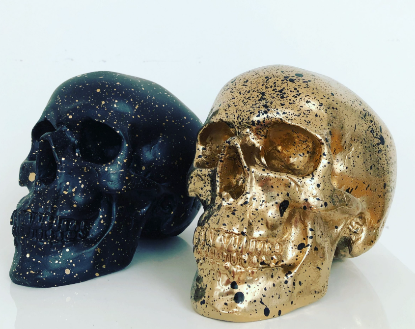 Golden Skull with Black Splatter