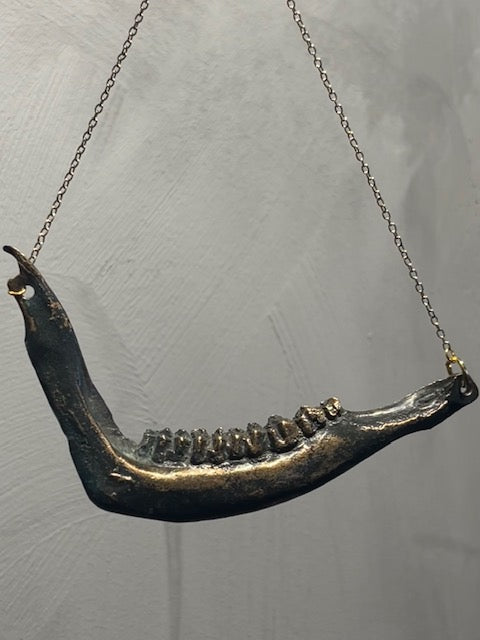 Hand molded dark bronze DEER JAW NECKLACE