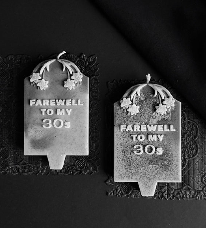 Farewell to my 30s Tombstone Candle