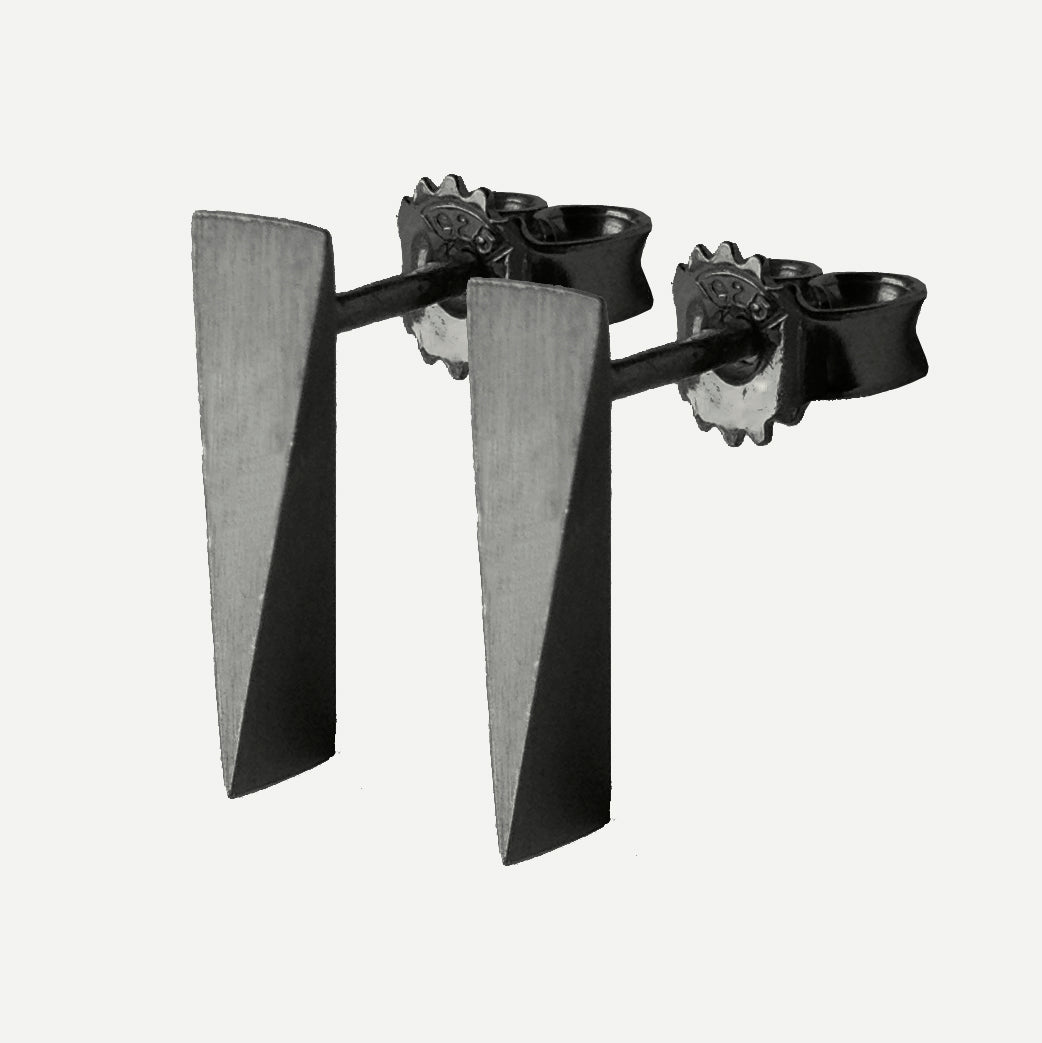 Oxidized Silver WEDGE earring