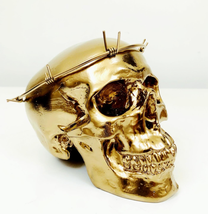 Barbed Wire Skull Golden
