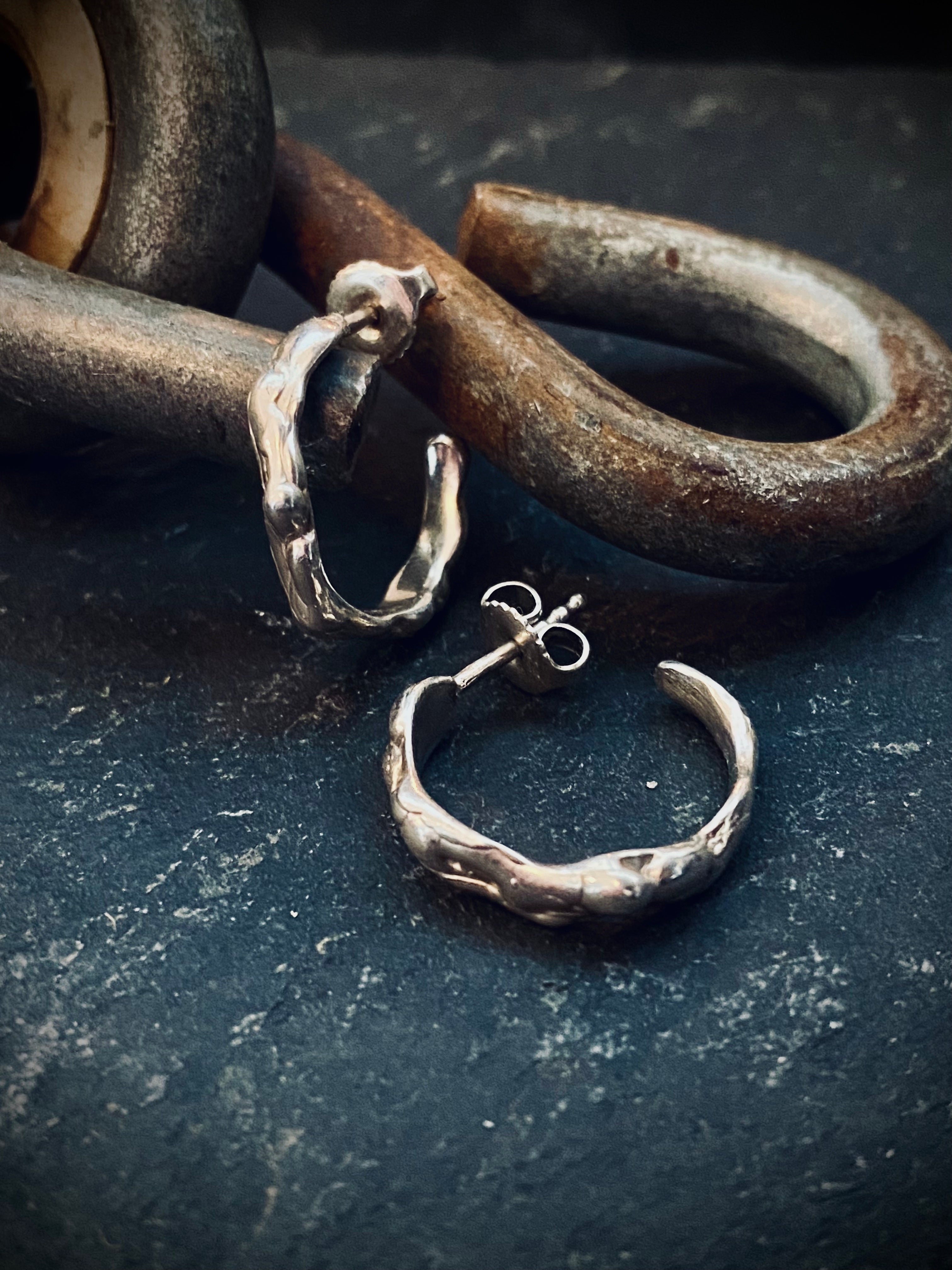 Silver Igneous Hoops