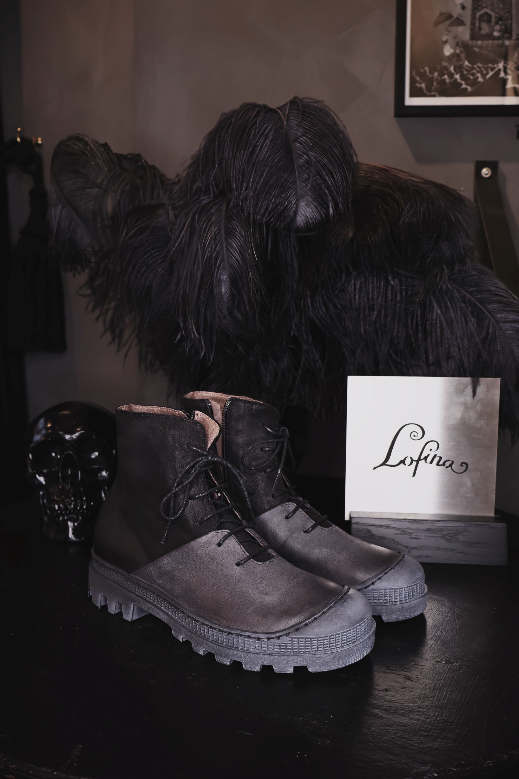 I6-965-NERO Boots Short Laces And Side-zip