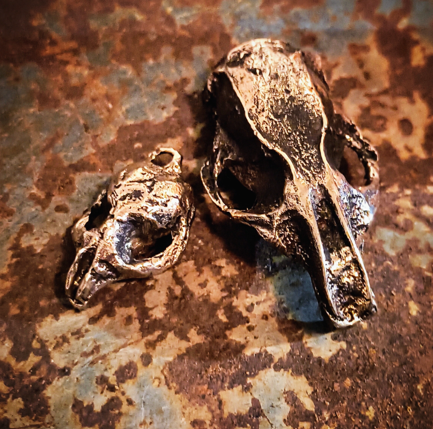 Hand molded bronze RAT SKULL pendant