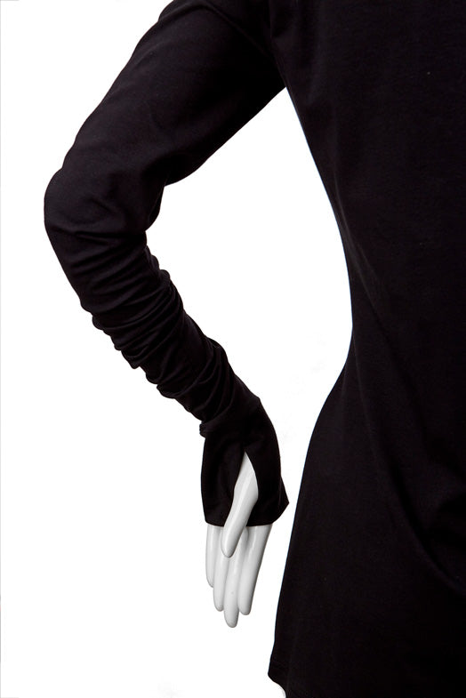 Black Sky - blouse with leather detail