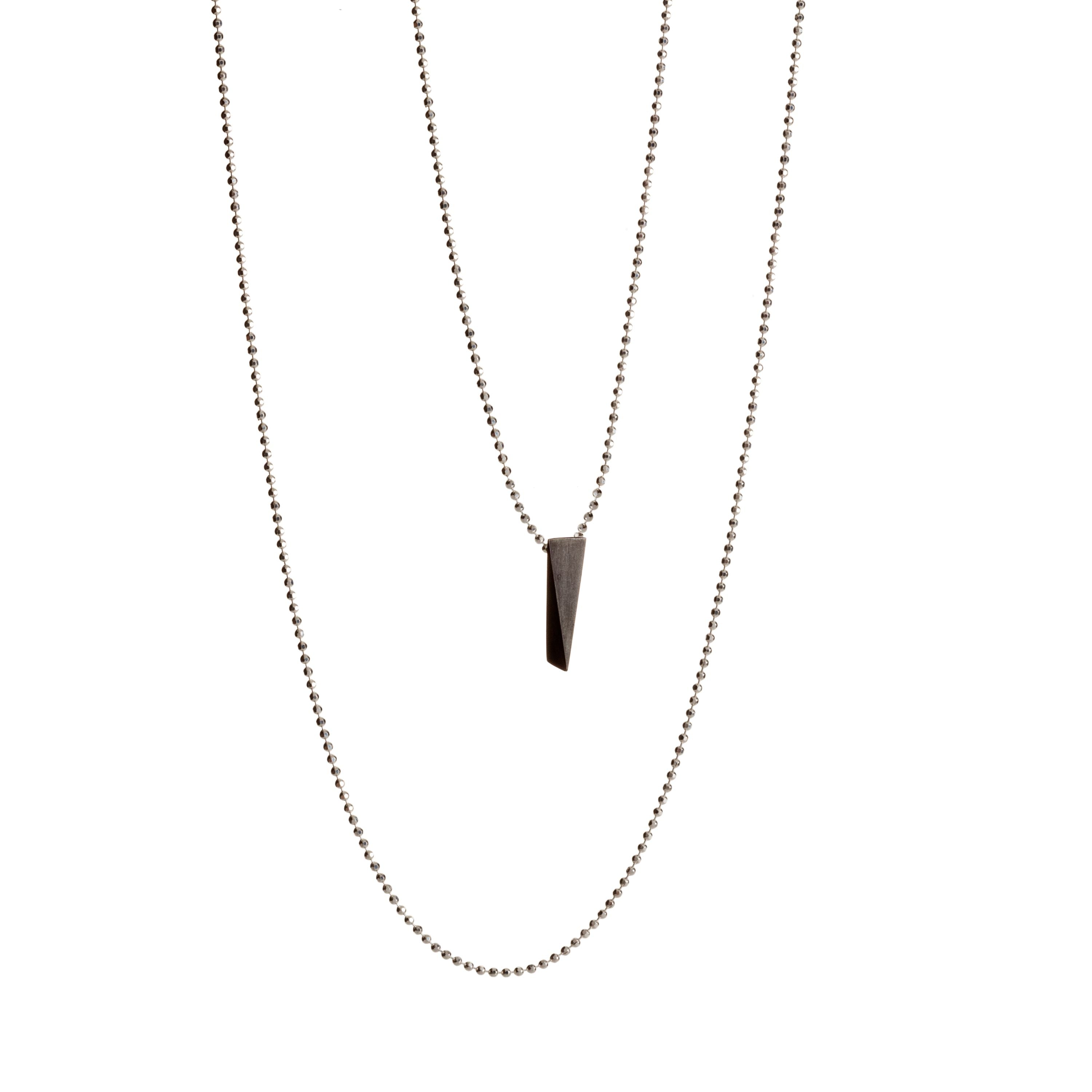 Oxidized Silver WEDGE pendant ballchain