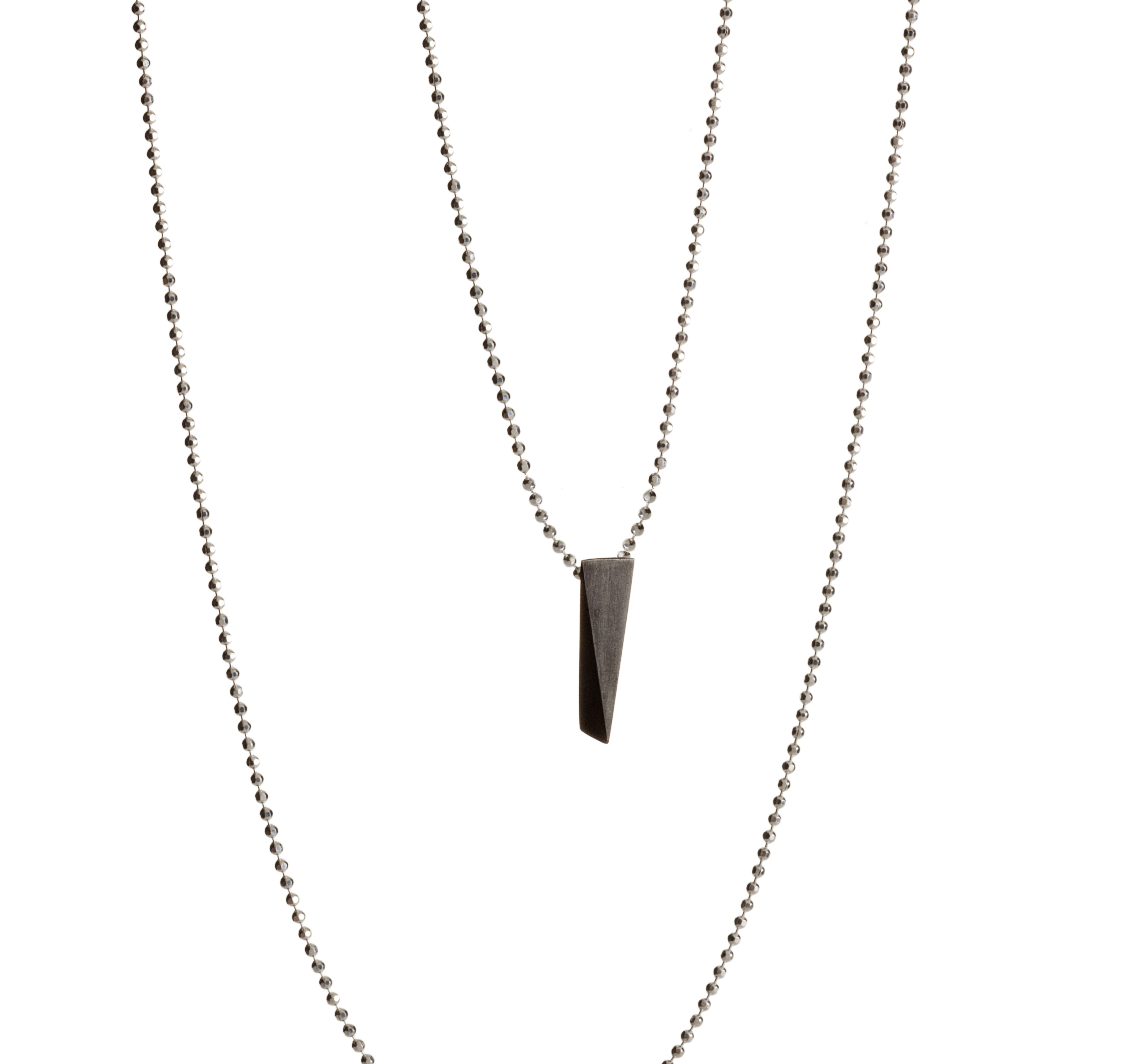 Oxidized Silver WEDGE pendant ballchain