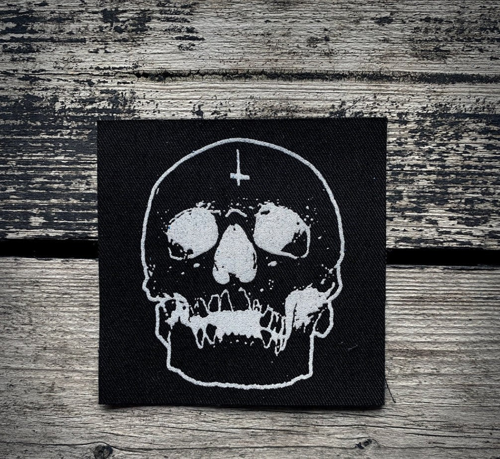 Inverted Skull with Cross - screen-printed PATCH