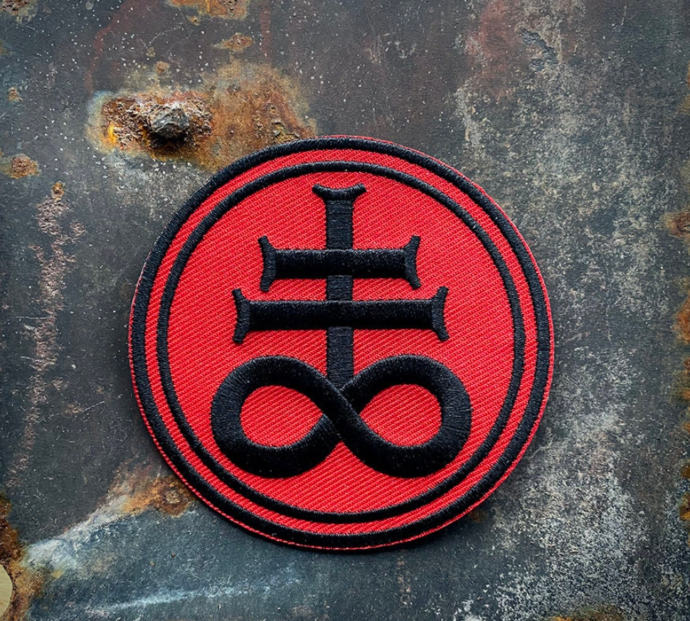 Leviathan cross, Sulphur cross, black on red version - PATCH