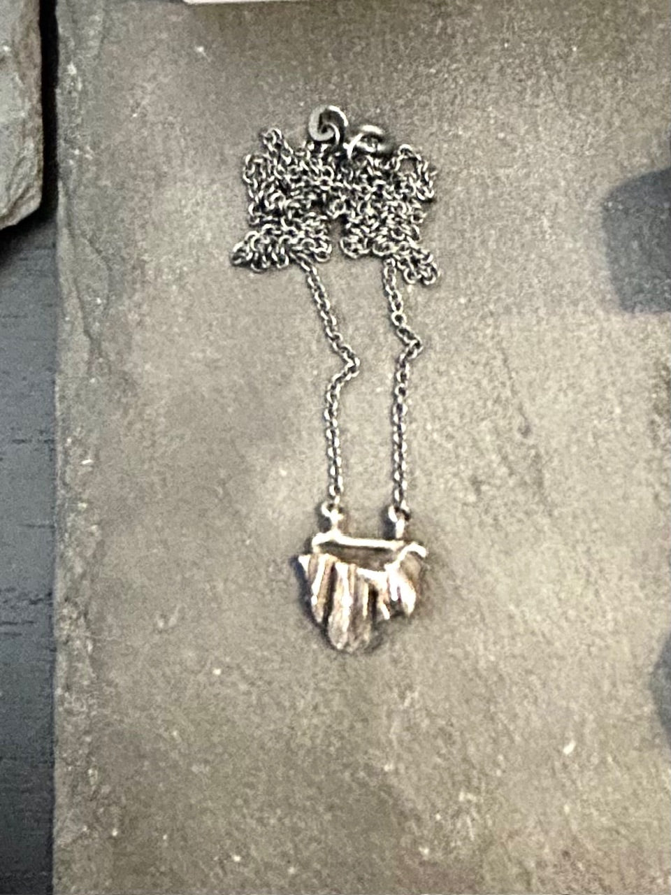Oxidized Silver Rebar Chip Necklace
