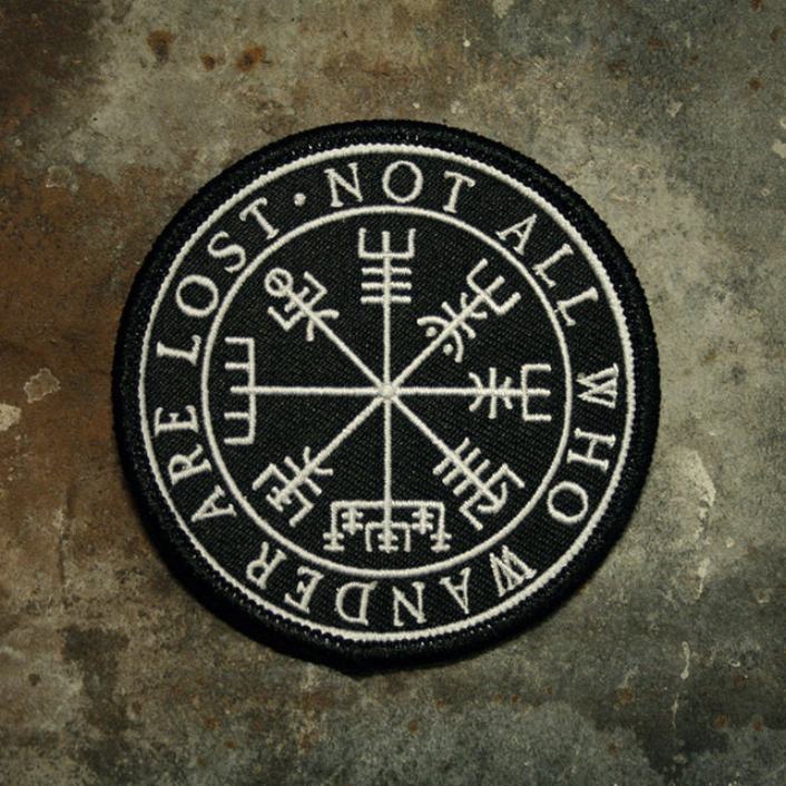 Vegvísir icelandic talisman, not all who wander are lost - PATCH